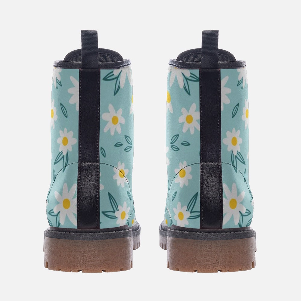Daisies Blue Vegan Leather Unisex Boots