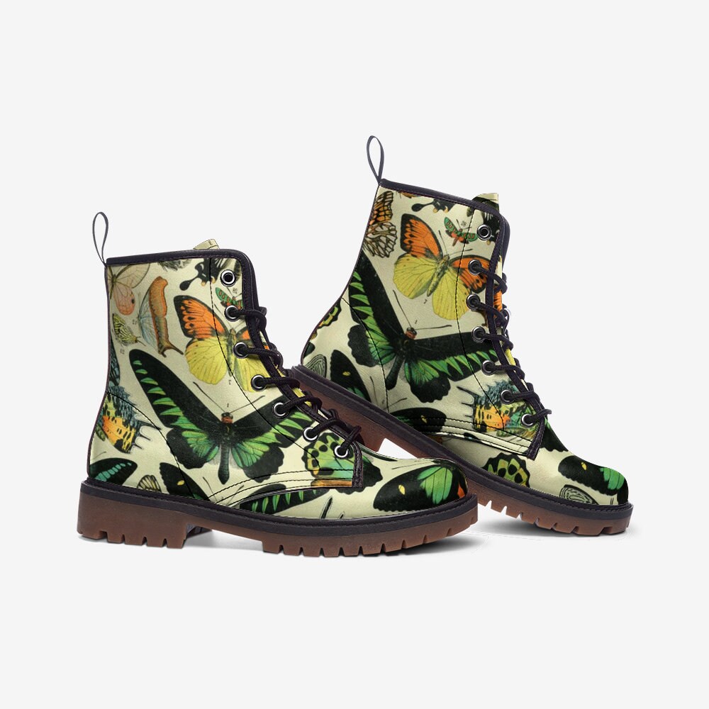 Vintage Butterflies Vegan Leather Unisex Boots