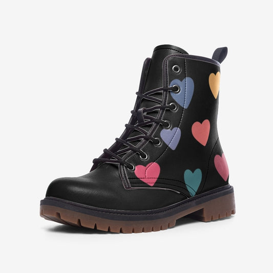 Pastel Goth Kawaii Hearts Vegan Leather Unisex Boots