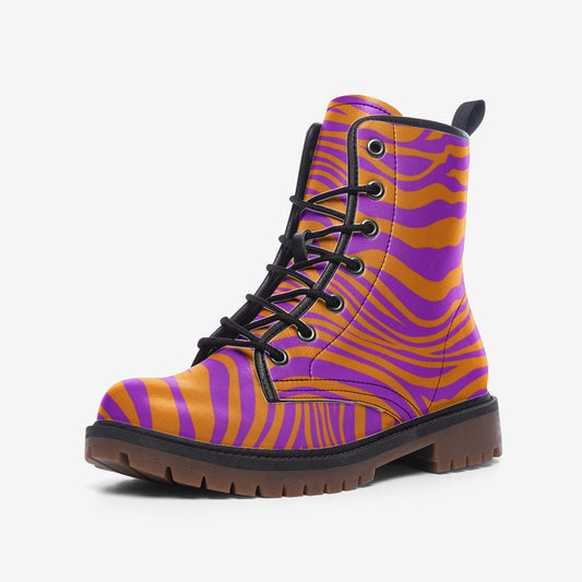 Y2k Tiger Pattern Pink & Purple Vegan Leather Unisex Boots