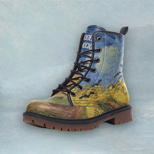 Wheat Field With Crows Van Gogh Vegan Leather Unisex Boots
