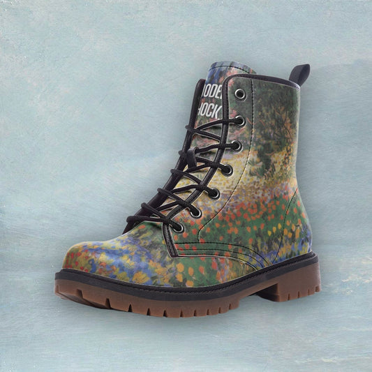 Garden At Arles Van Gogh Vegan Leather Unisex Boots