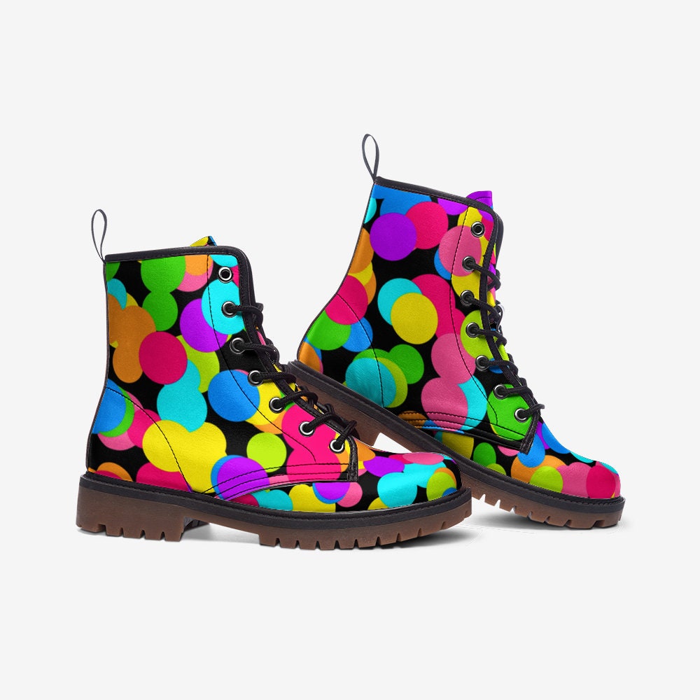 Rainbow Confetti Vegan Leather Unisex Boots