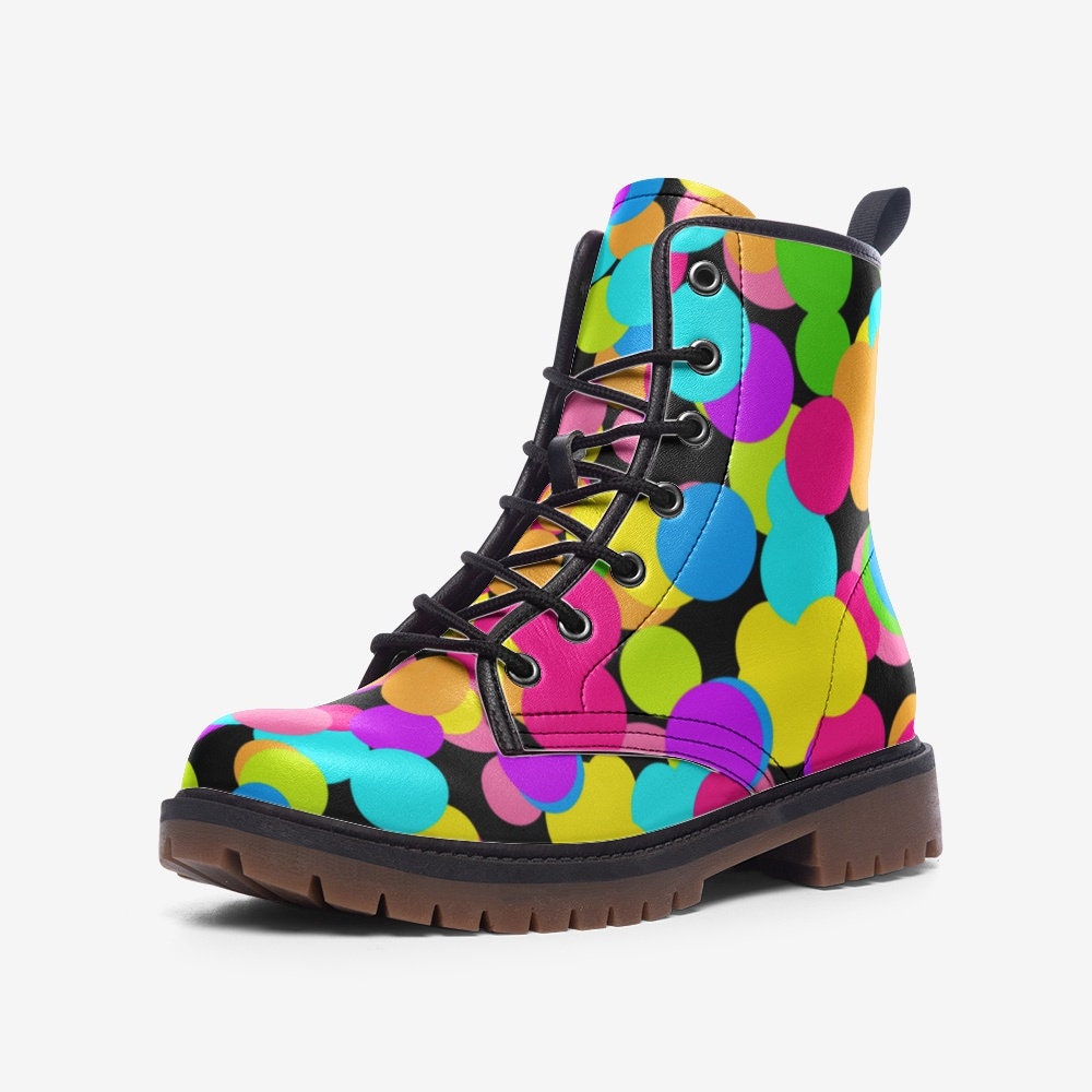 Rainbow Confetti Vegan Leather Unisex Boots