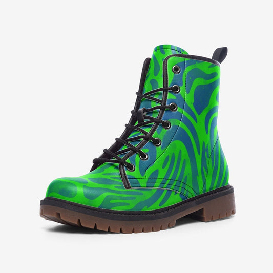 Y2k Green Neon Print Vegan Leather Unisex Boots