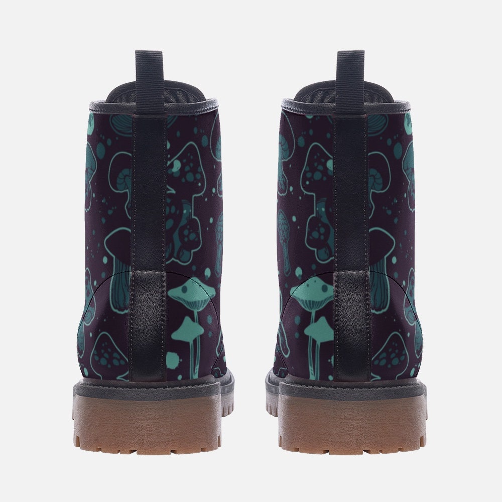 Trippy Mushrooms Goblincore Vegan Leather Unisex Boots