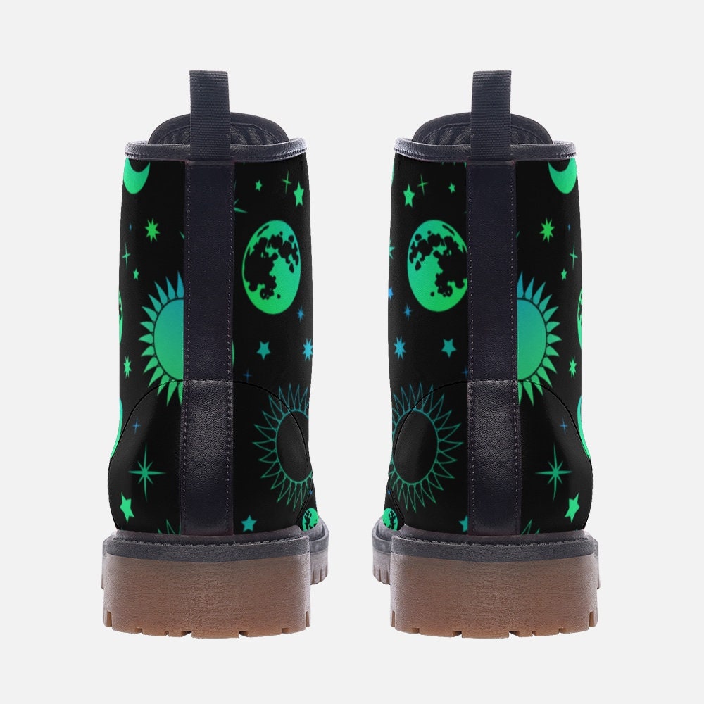 Neon Night Sky Witchy Vegan Leather Unisex Boots
