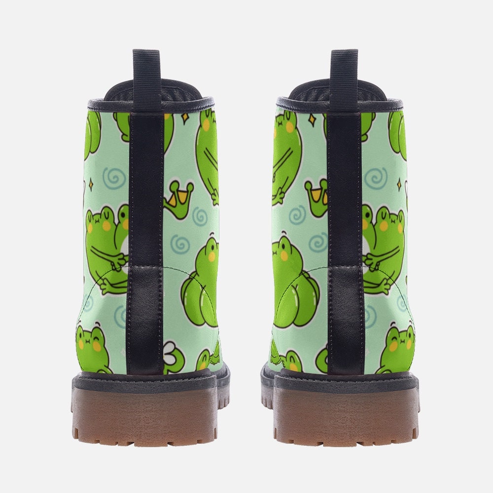 Kawaii Frogs Vegan Leather Unisex Boots