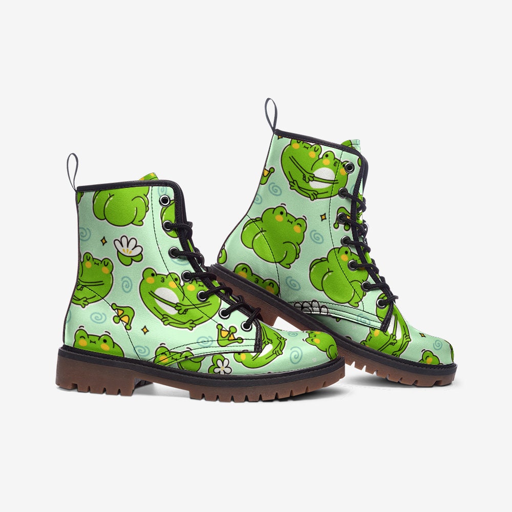 Kawaii Frogs Vegan Leather Unisex Boots