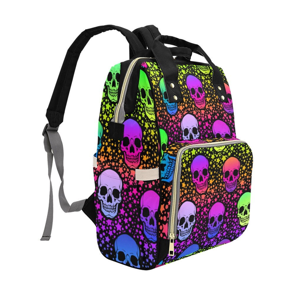 Neon Skull Diaper Nappy Bag Goth Baby Bag Goth Backpack Goth Purse Goth Baby Stuff Gothic Baby Stuff Horror Witchy Spooky Nursery Baby