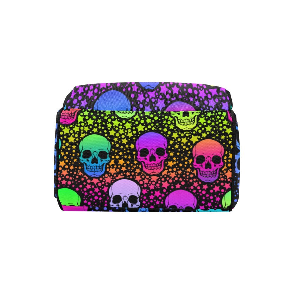Neon Skull Diaper Nappy Bag Goth Baby Bag Goth Backpack Goth Purse Goth Baby Stuff Gothic Baby Stuff Horror Witchy Spooky Nursery Baby