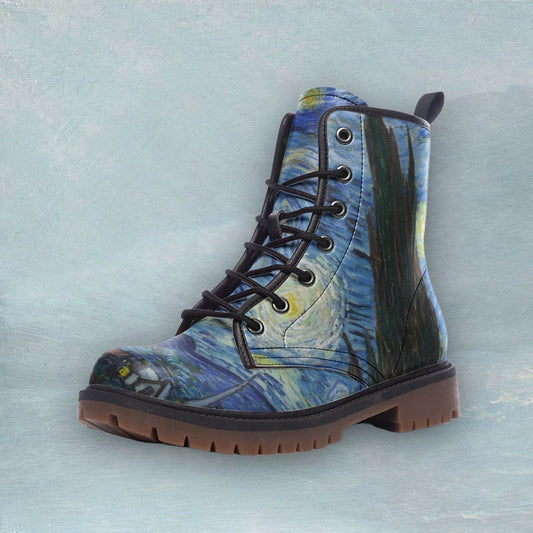Starry Night Van Gogh Vegan Leather Unisex Boots