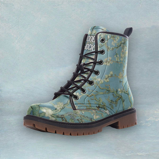 Almond Blossoms Van Gogh Vegan Leather Unisex Boots