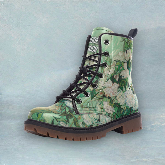 Vase With Roses Van Gogh Vegan Leather Unisex Boots