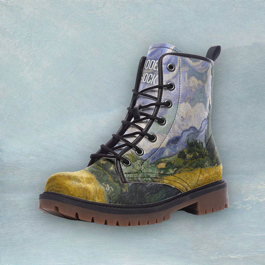 Field With Cypresses Van Gogh Vegan Leather Unisex Boots