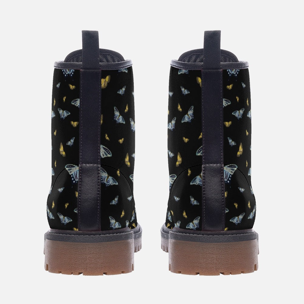 Butterflies Moths Dark Vegan Leather Unisex Boots