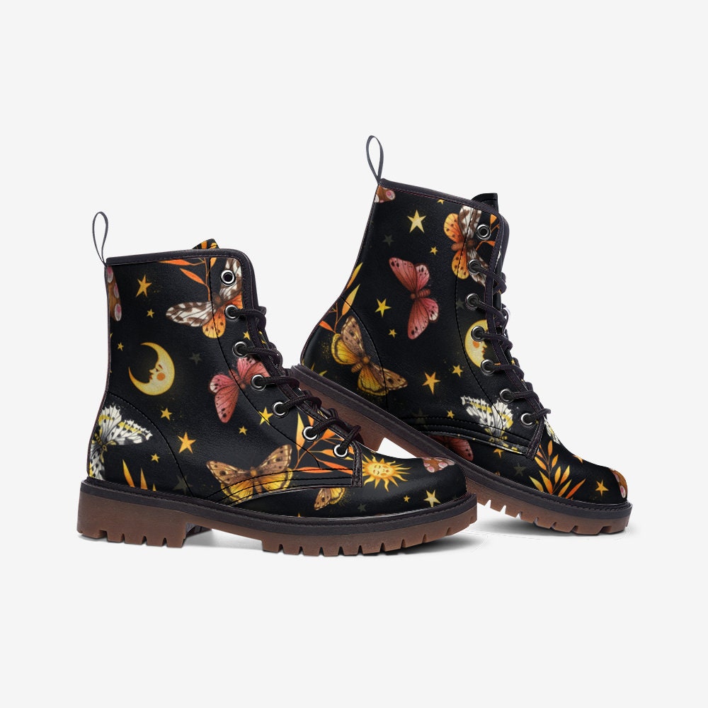 Forest Witch Butterflies Vegan Leather Unisex Boots
