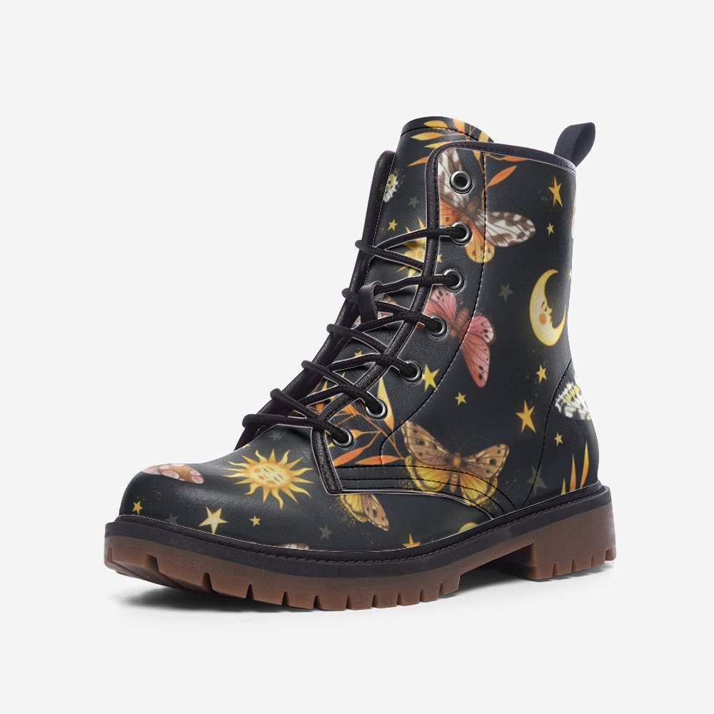 Forest Witch Butterflies Vegan Leather Unisex Boots