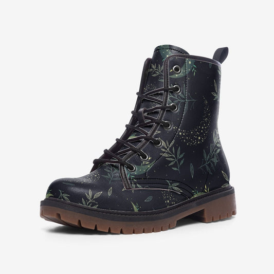 Celestial Night Black Vegan Leather Unisex Boots