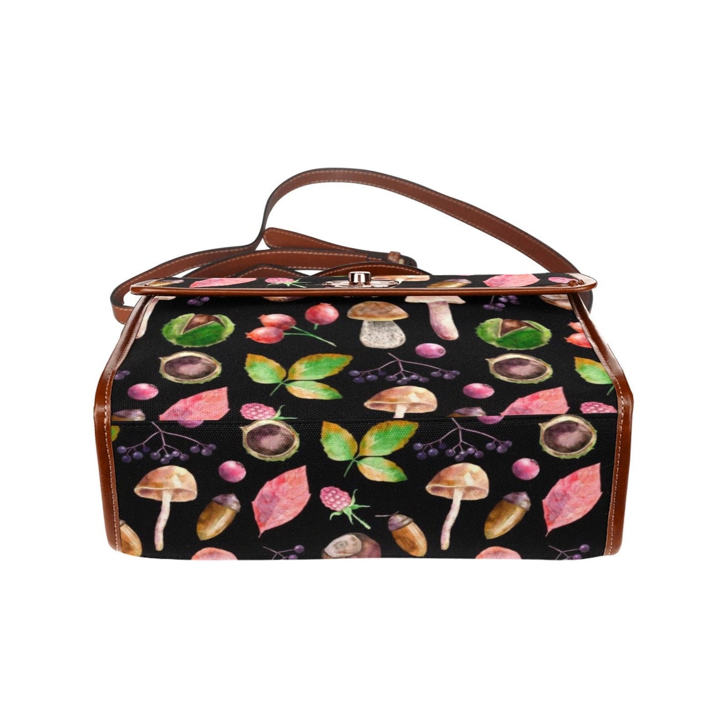 Witch Canvas Satchel bag, Forestcore Mushrooms Cross Body purse, Canvas Witch Handbag, Goblincore Toadstools Naturecore Boho Hippies Purse
