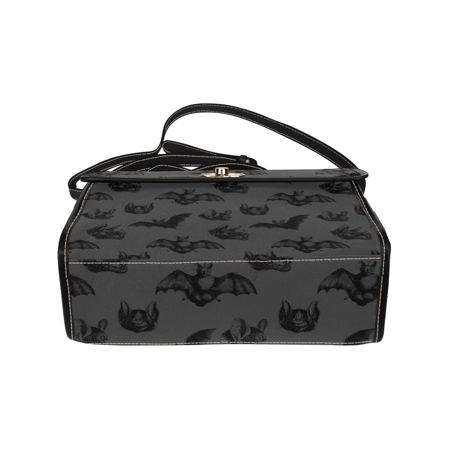 Bat Gothic Purse, Canvas Satchel bag, Vegan Hand Bag Goth Bag, Halloween Costume Adult Cosplay, Cute Black Witch women cross body purse