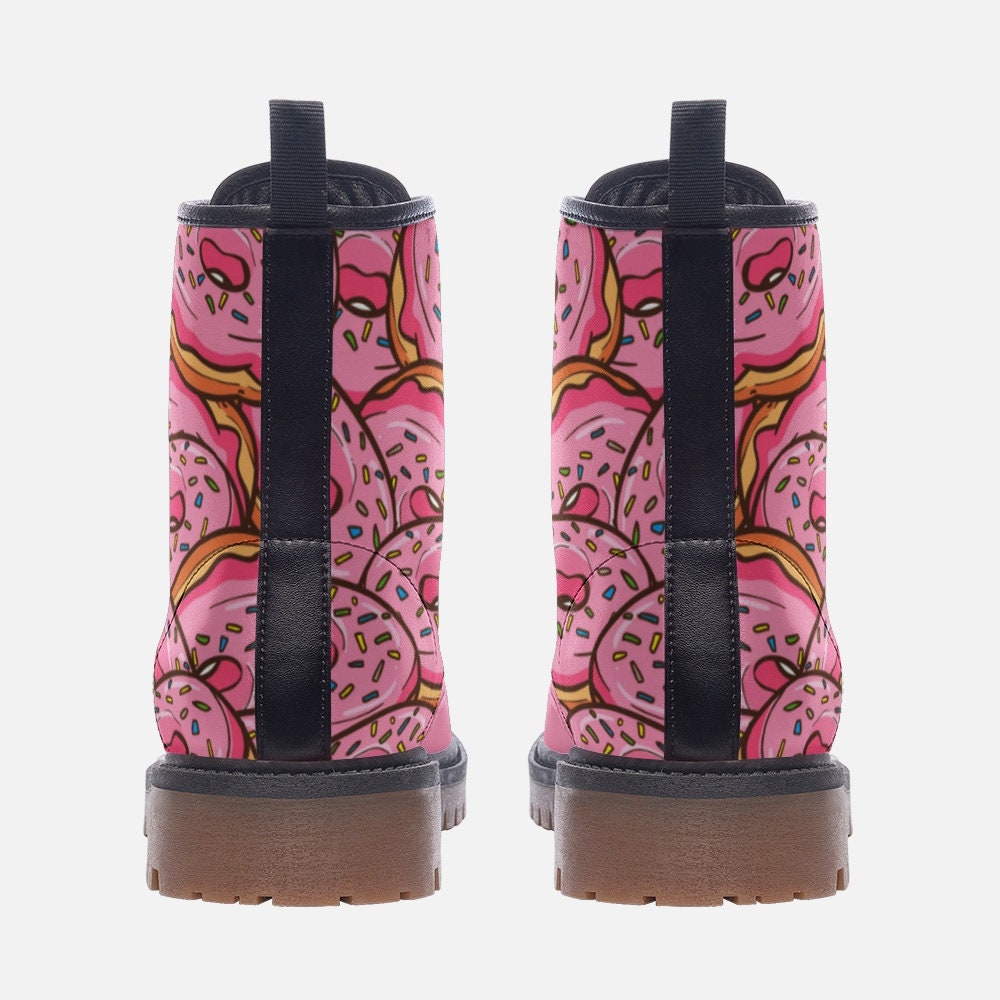 Kawaii Pink Doughnuts Vegan Leather Unisex Boots