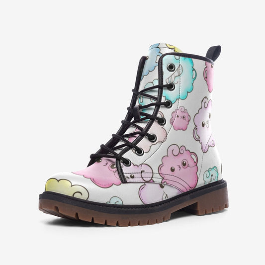 Kawaii Pastel Clouds Vegan Leather Unisex Boots