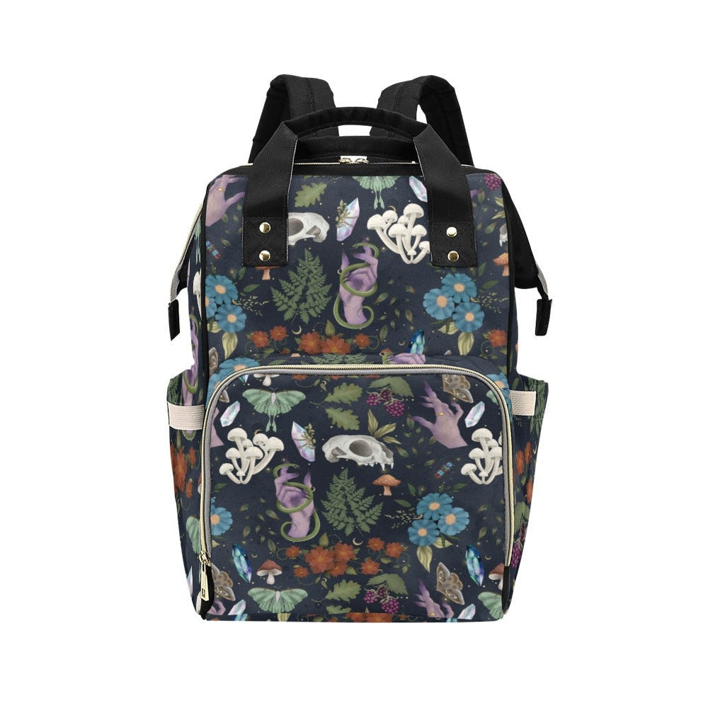 Woodland Forest Witchy Diaper Nappy Bag Goth Baby Bag Goth Backpack Goth Purse Baby Stuff Gothic Baby Stuff Horror Spooky Nursery Skull Baby