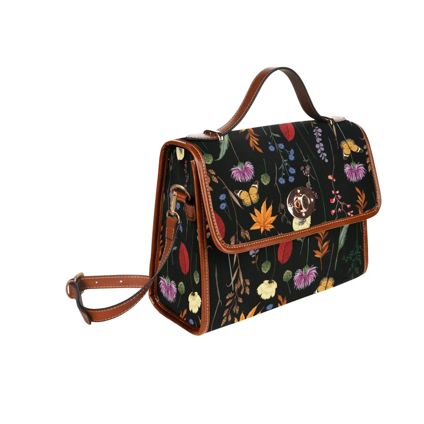 Witch Canvas Satchel bag, Dark Faecore Witchcore Cross Body purse, Canvas Witch Handbag, Mystical Fairy Mushrooms Boho Purse