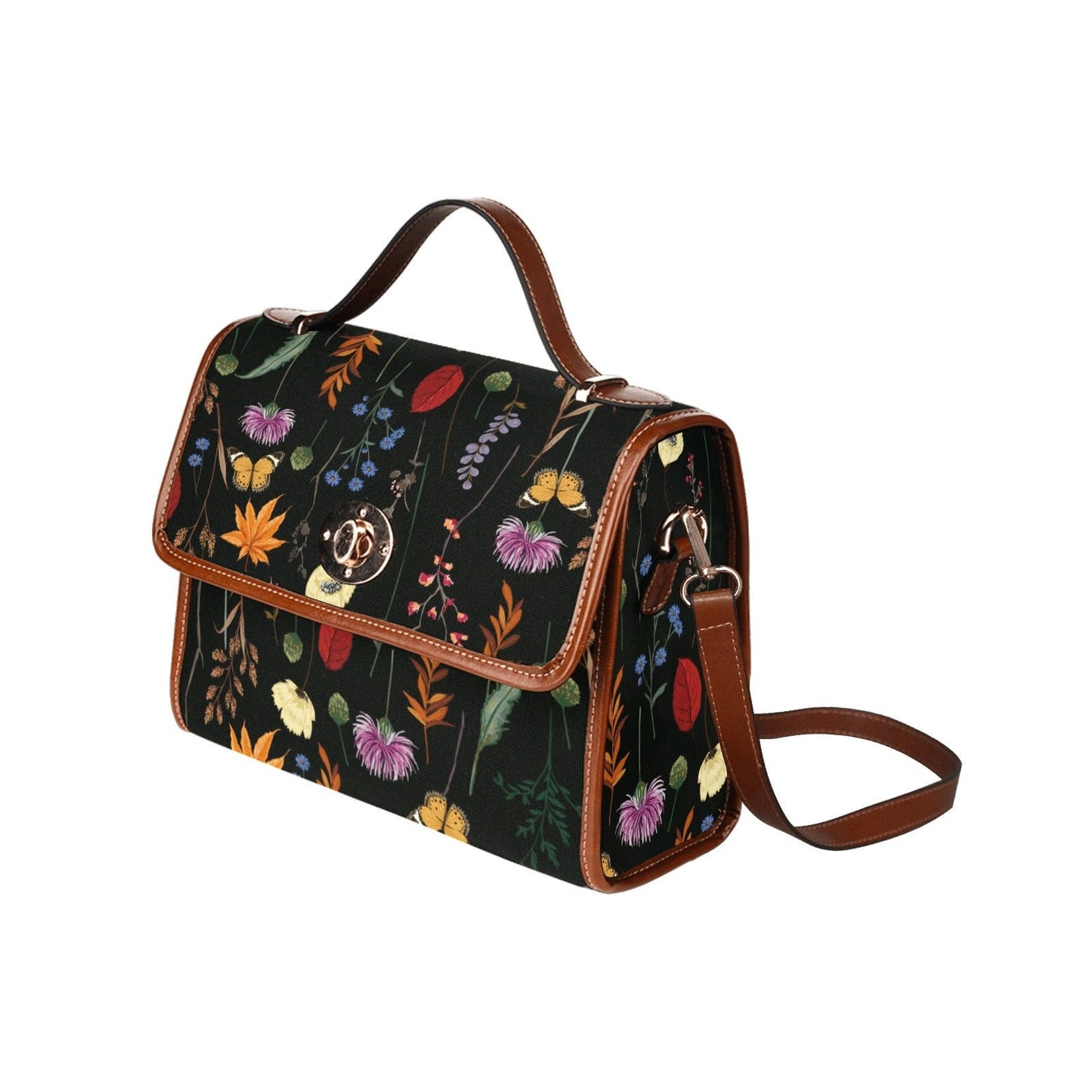 Witch Canvas Satchel bag, Dark Faecore Witchcore Cross Body purse, Canvas Witch Handbag, Mystical Fairy Mushrooms Boho Purse