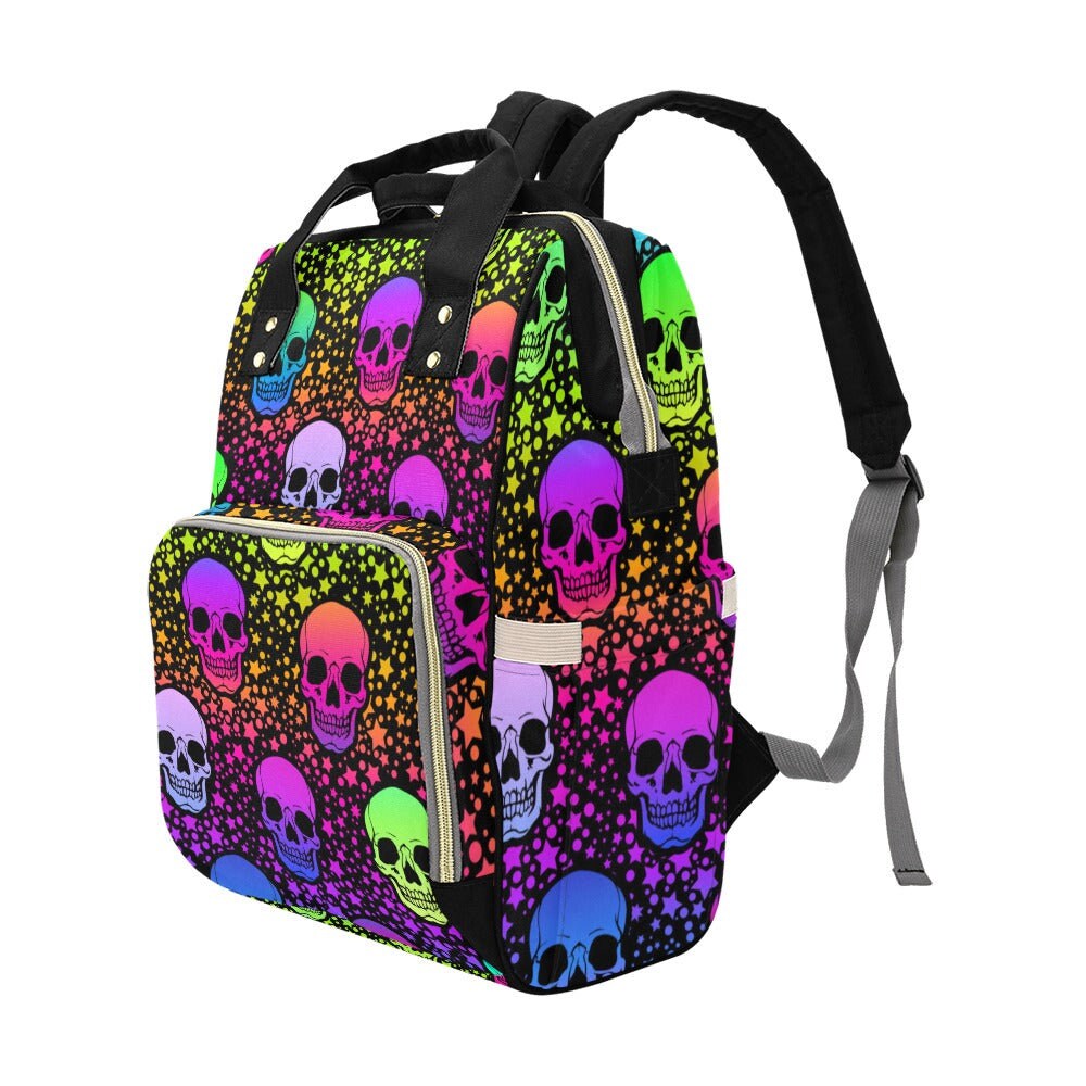 Neon Skull Diaper Nappy Bag Goth Baby Bag Goth Backpack Goth Purse Goth Baby Stuff Gothic Baby Stuff Horror Witchy Spooky Nursery Baby