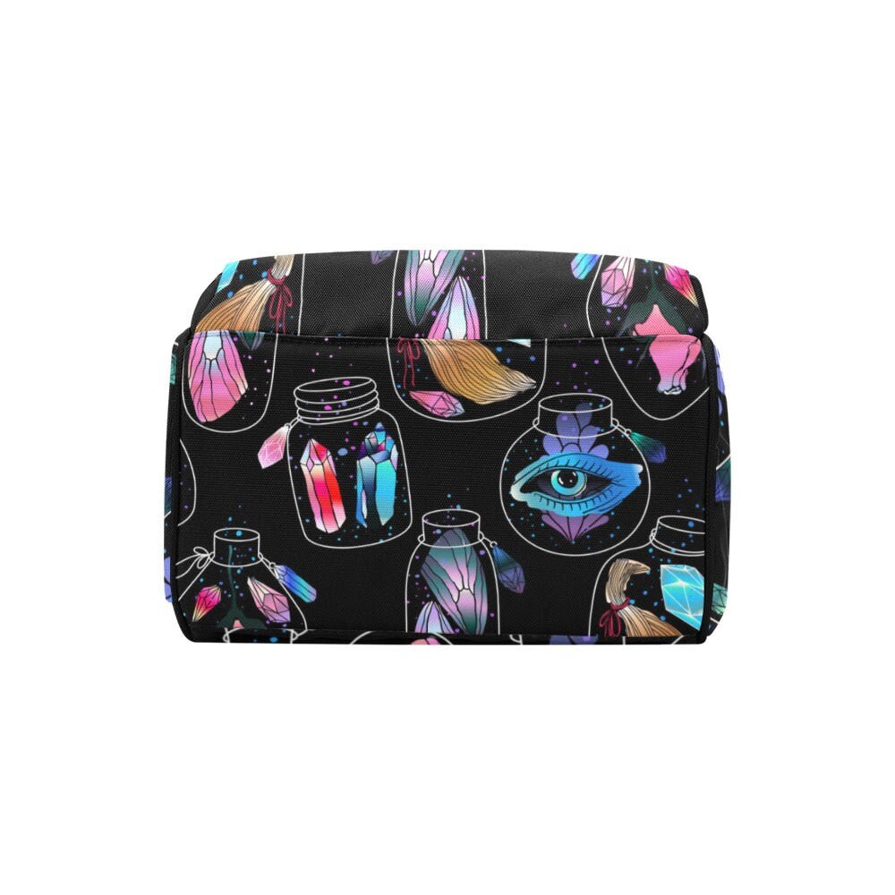Crystals Witchy Baby Diaper Nappy Bag Baby Bag Goth Backpack Goth Purse Goth Baby Stuff Gothic Baby Stuff Horror Spooky Nursery Skull Baby