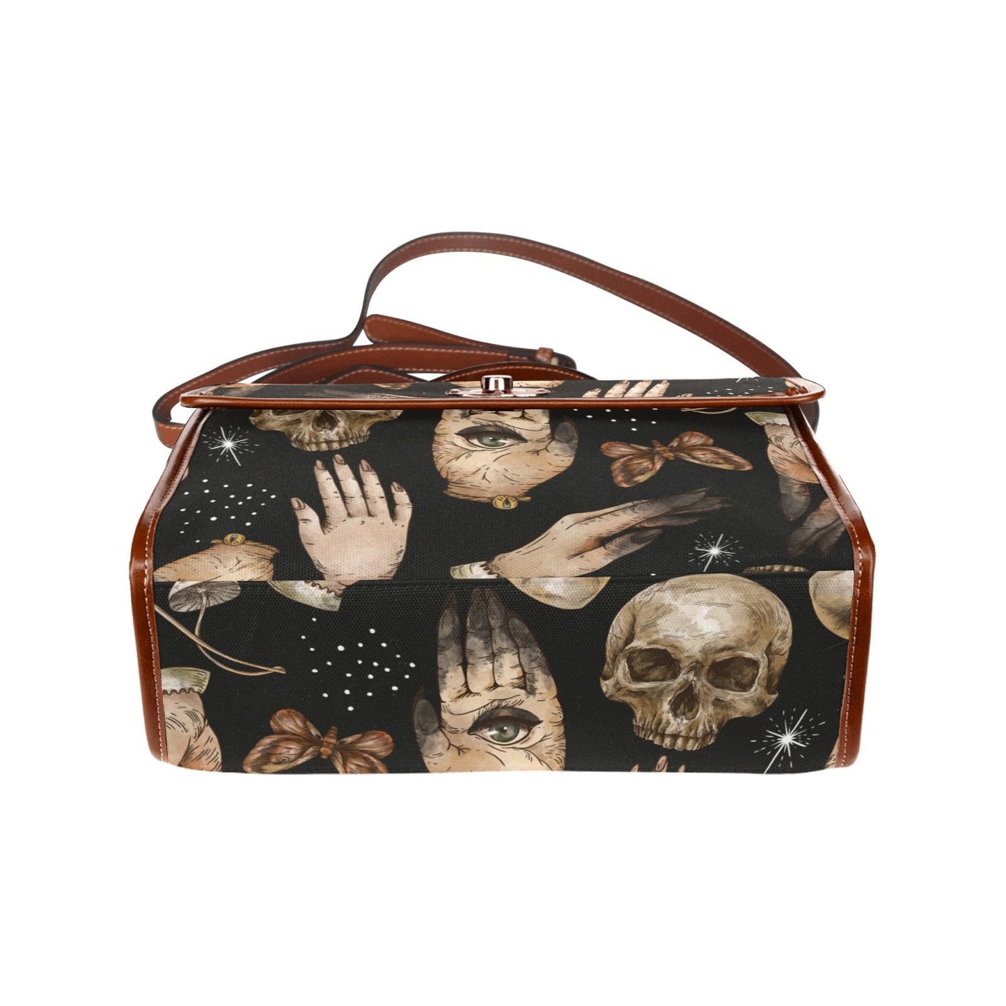 Witch Canvas Satchel bag, Dark Faecore Witchcore Cross Body purse, Canvas Witch Handbag, Mystical Fairy Mushrooms Boho Purse