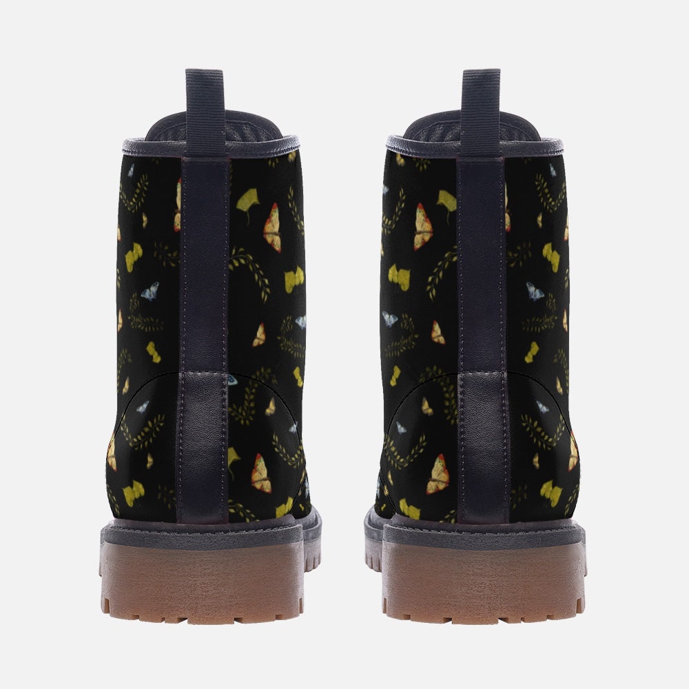 Butterflies Moths Dark Vegan Leather Unisex Boots