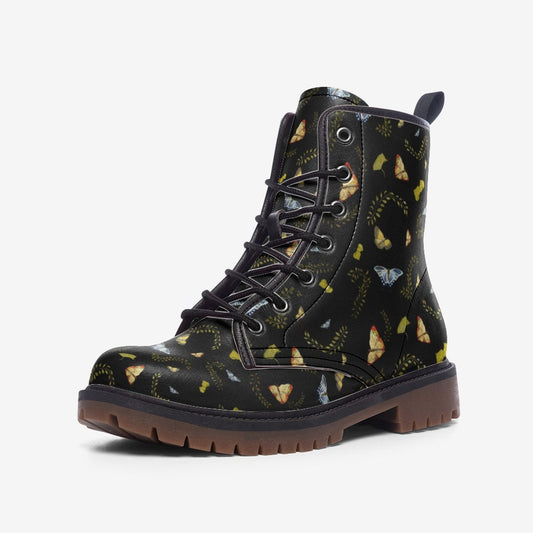 Butterflies Moths Dark Vegan Leather Unisex Boots