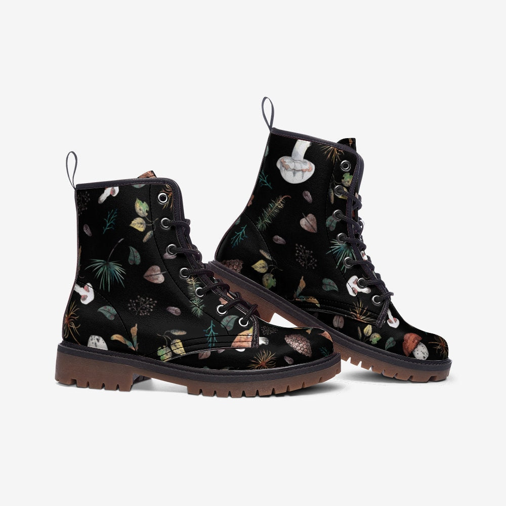 Dark Forest Witch Butterflies Vegan Leather Unisex Boots