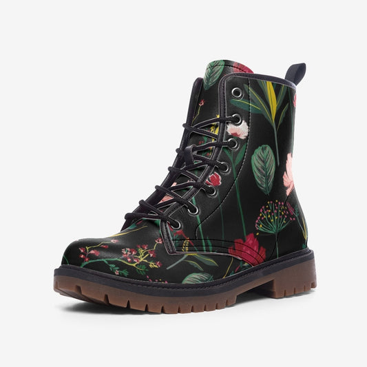 Dark Forest Flowers Vegan Leather Unisex Boots