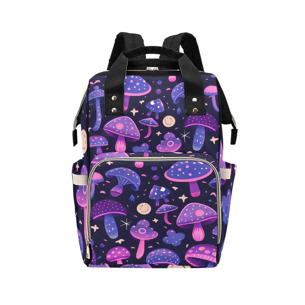 Magic Mushroom Diaper Bag Backpack Witchy Goth Baby Shower Gift Idea Insulated Travel Bottle Cooler Boho Moms Dads New Parents Newborn