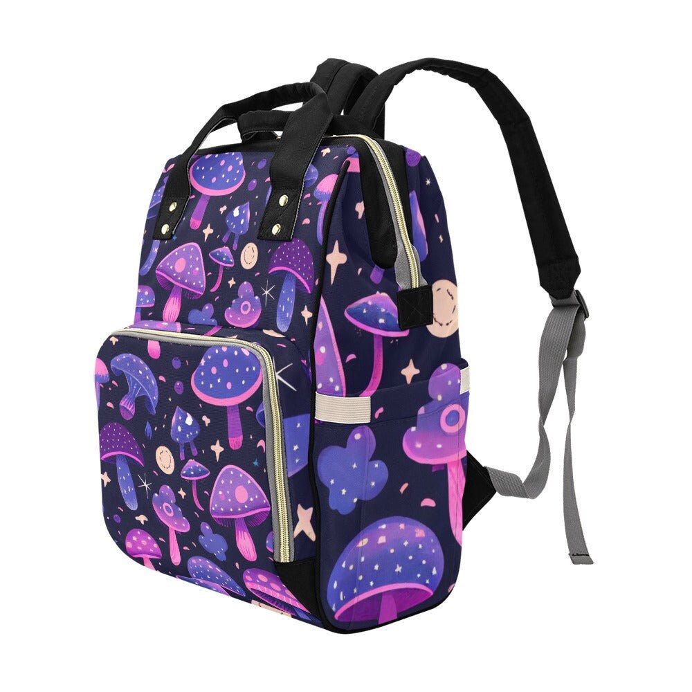 Magic Mushroom Diaper Bag Backpack Witchy Goth Baby Shower Gift Idea Insulated Travel Bottle Cooler Boho Moms Dads New Parents Newborn
