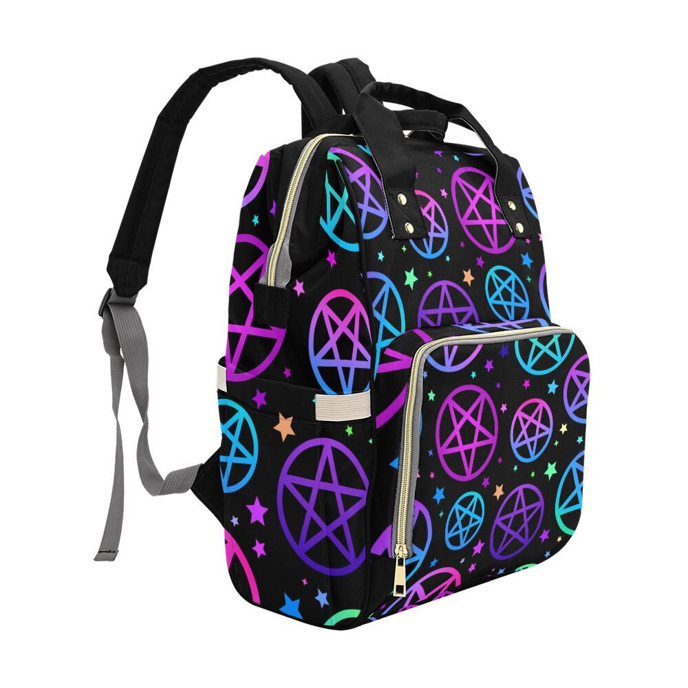 Occult Pentagram Neon Backpack Goth Baby Stuff Goth Baby Bag Creepy Cute Pastel Witchy Nappy Bag Spooky Emo Diaper Bag Witchy Mom Baby Gear