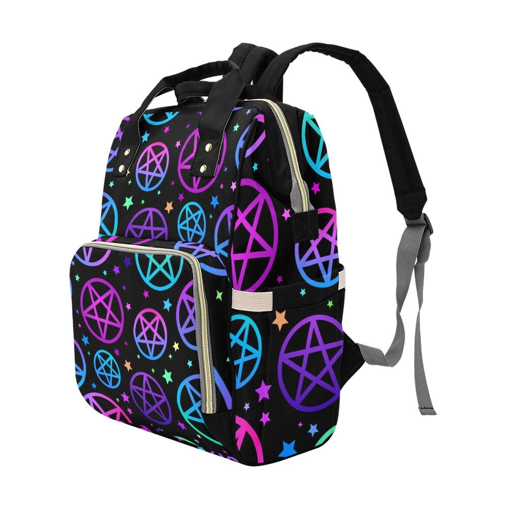 Occult Pentagram Neon Backpack Goth Baby Stuff Goth Baby Bag Creepy Cute Pastel Witchy Nappy Bag Spooky Emo Diaper Bag Witchy Mom Baby Gear