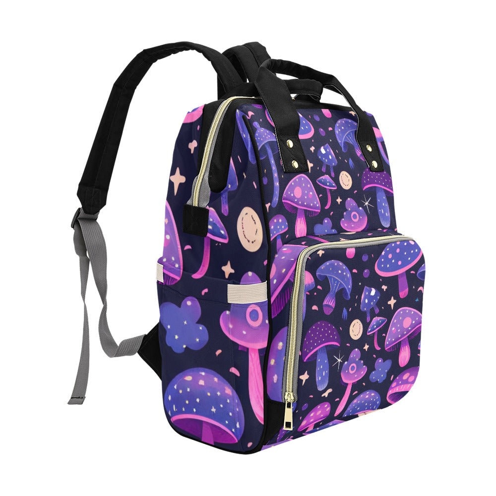 Magic Mushroom Diaper Bag Backpack Witchy Goth Baby Shower Gift Idea Insulated Travel Bottle Cooler Boho Moms Dads New Parents Newborn