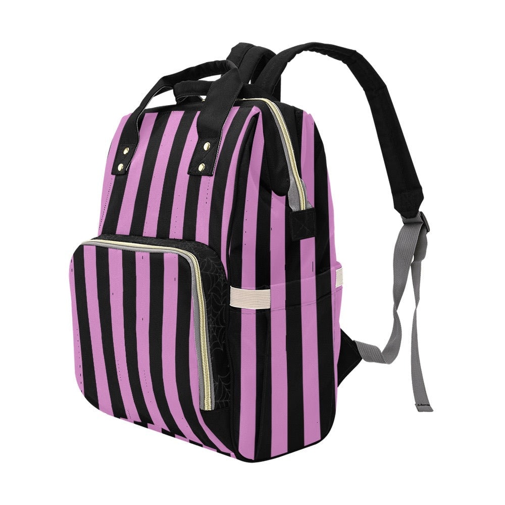 Baby Goth Striped Diaper Nappy Bag Goth Baby Bag Goth Backpack Goth Purse Goth Baby Stuff Gothic Baby Stuff Horror Spooky Nursery Skull Baby