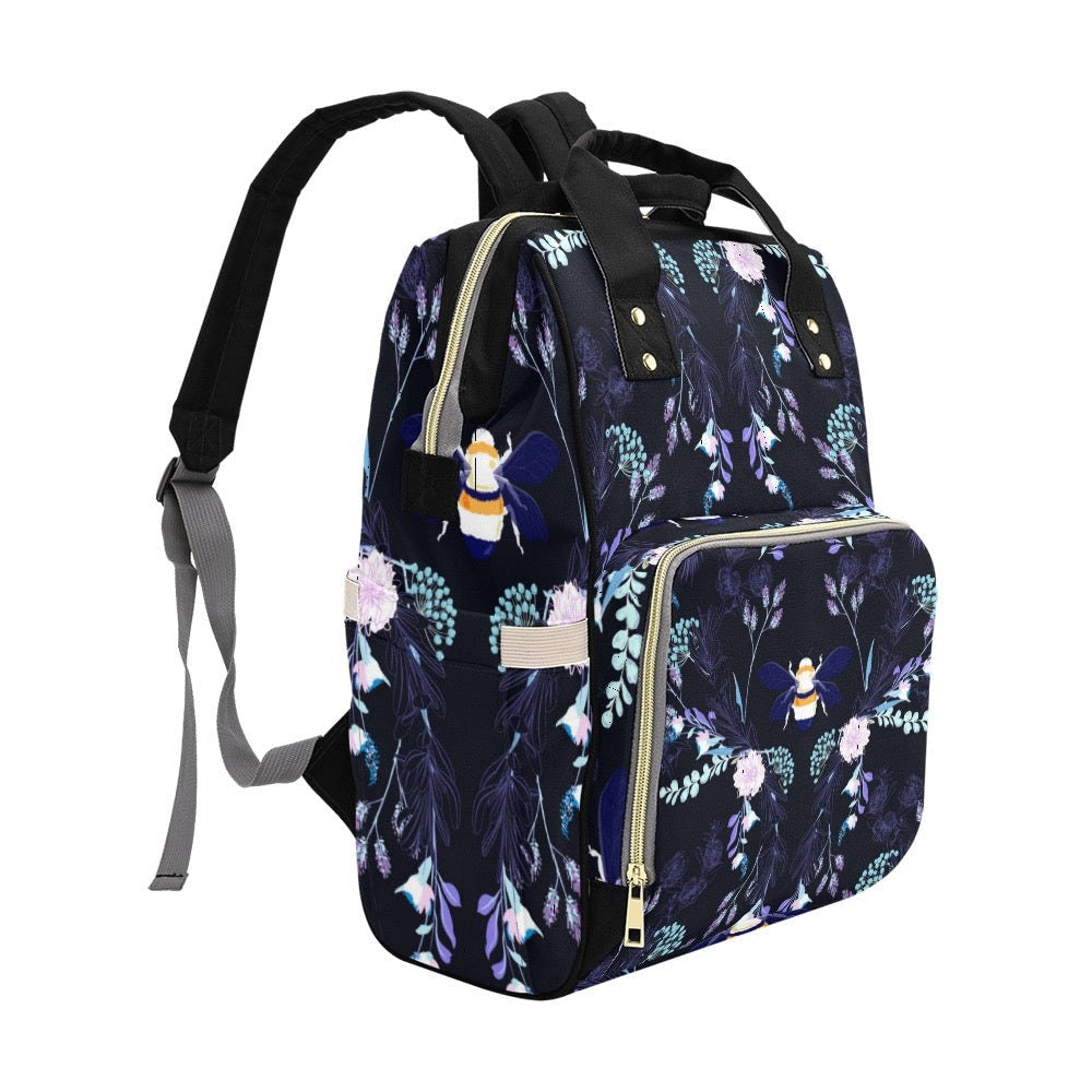 Bee Diaper Bag Backpack Celestial Witchy Goth Baby Shower Gift Idea Insulated Travel Bottle Cooler Boho Moms Dads New Parents Newborn