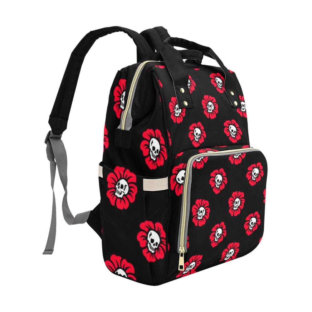 Skull Goth Diaper Bag Backpack Celestial Witchy Goth Baby Shower Gift Idea Insulated Travel Bottle Cooler Boho Moms Dads New Parents Newborn