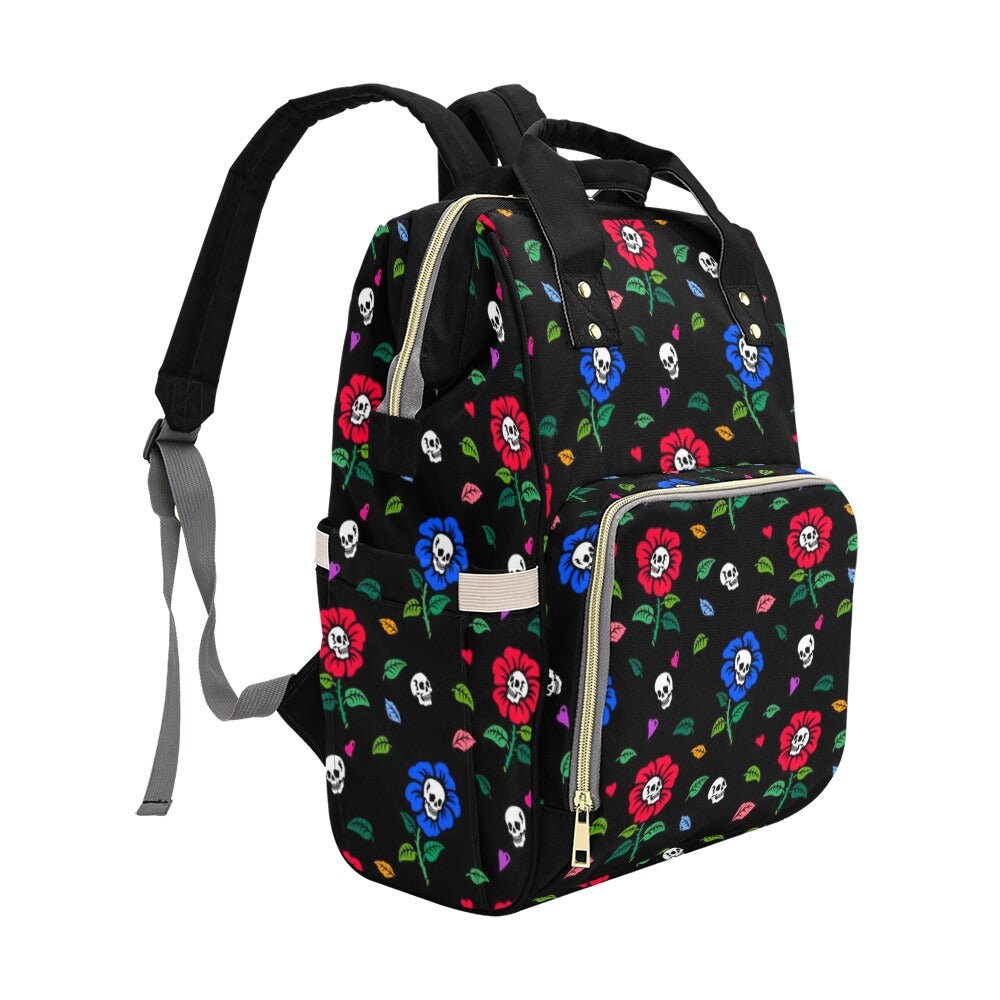 Goth Skull Diaper Bag Backpack Celestial Witchy Goth Baby Shower Gift Idea Insulated Travel Bottle Cooler Boho Moms Dads New Parents Newborn