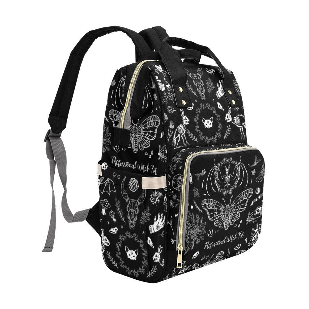 Goth Moth Diaper Bag Backpack Celestial Witchy Goth Baby Shower Gift Idea Insulated Travel Bottle Cooler Boho Moms Dads New Parents Newborn