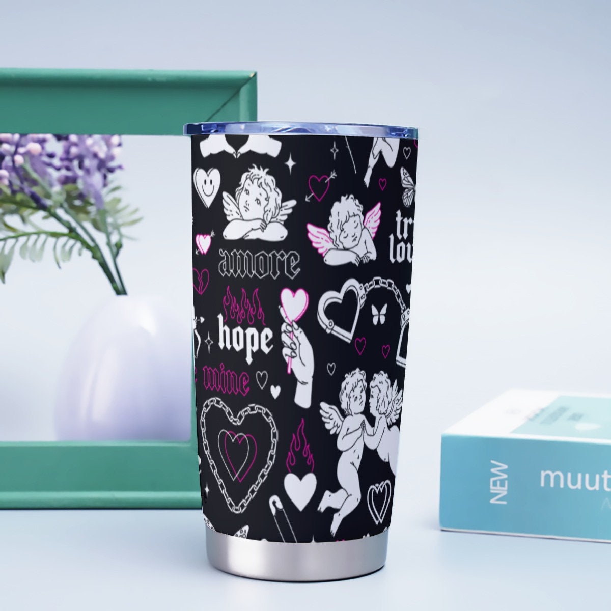 Emo Angels and Hearts Goth Tumbler – 20oz