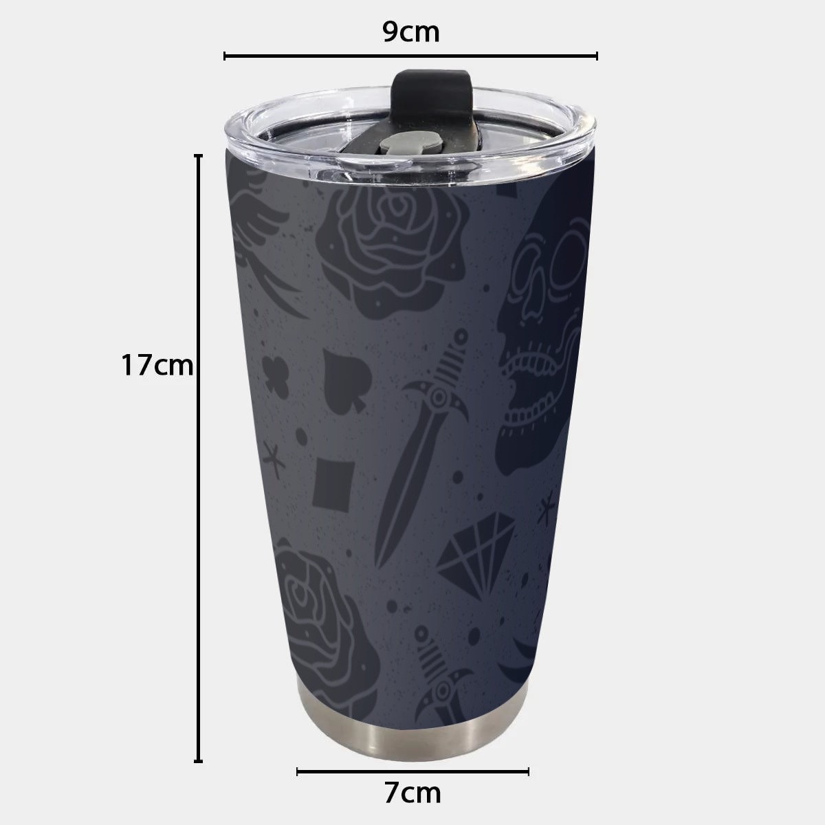 Grey Skull Goth Tumbler – 20oz