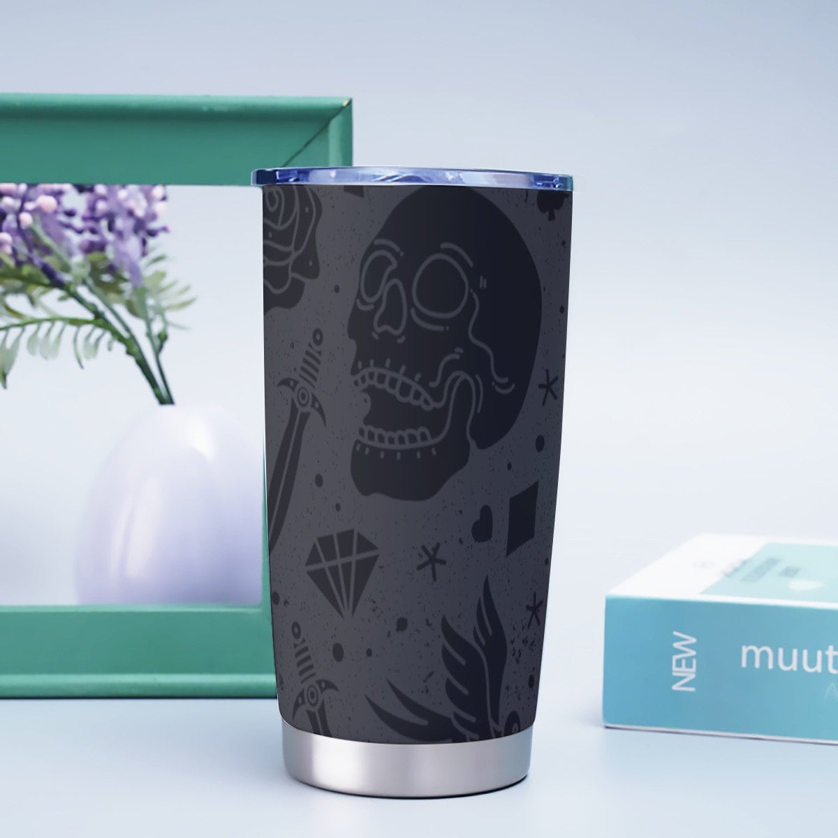 Grey Skull Goth Tumbler – 20oz